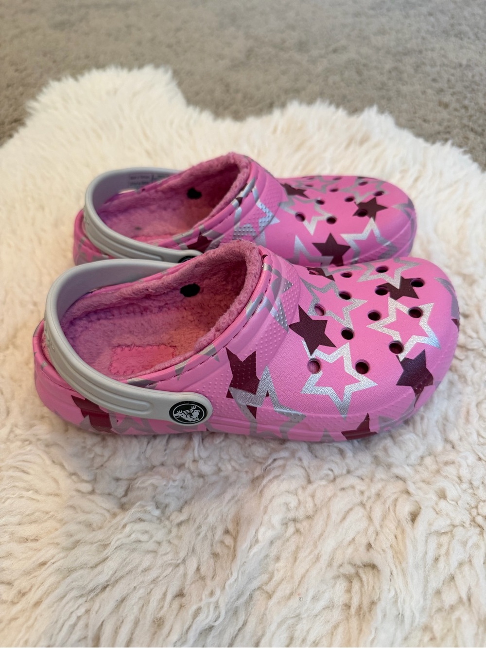 Fleece Lined Crocs | Sz C13 | Pink w/ Stars